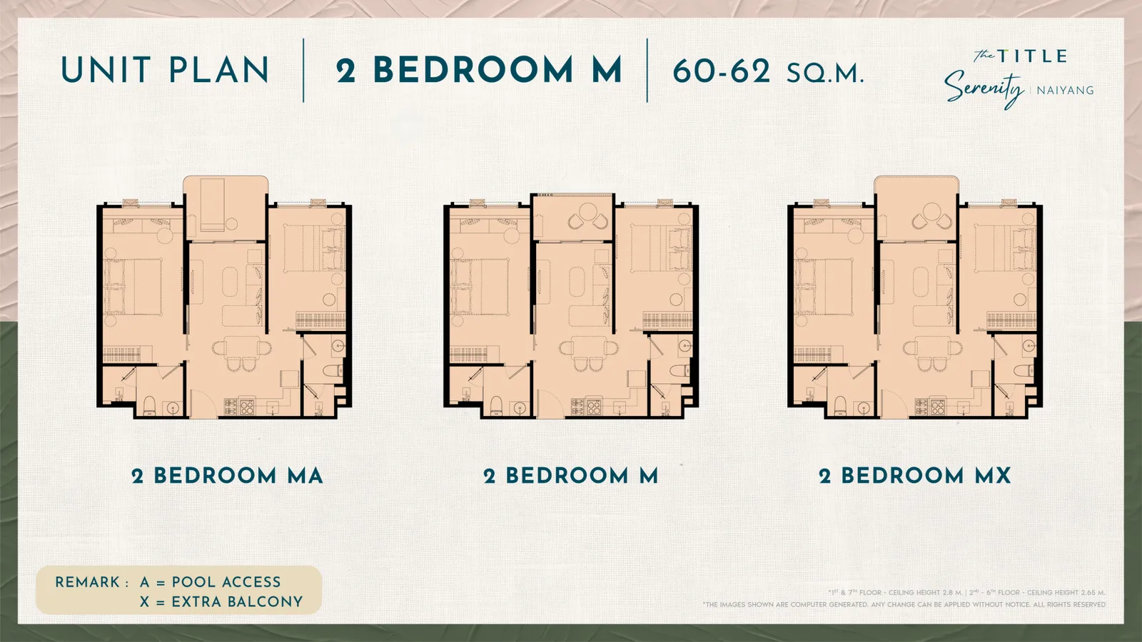 2-bedroom condo, 56 sqm