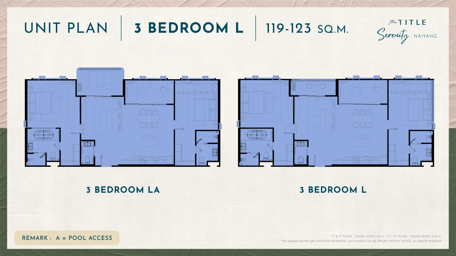 3-bedroom condo, 113 sqm