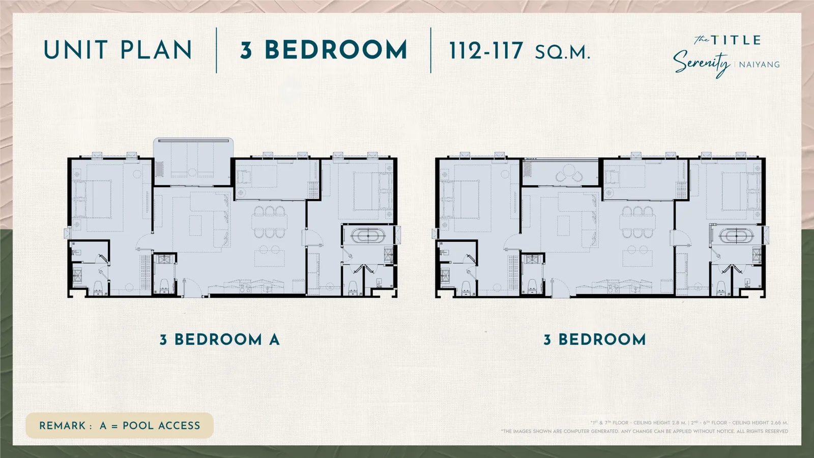 3-bedroom condo, 113 sqm