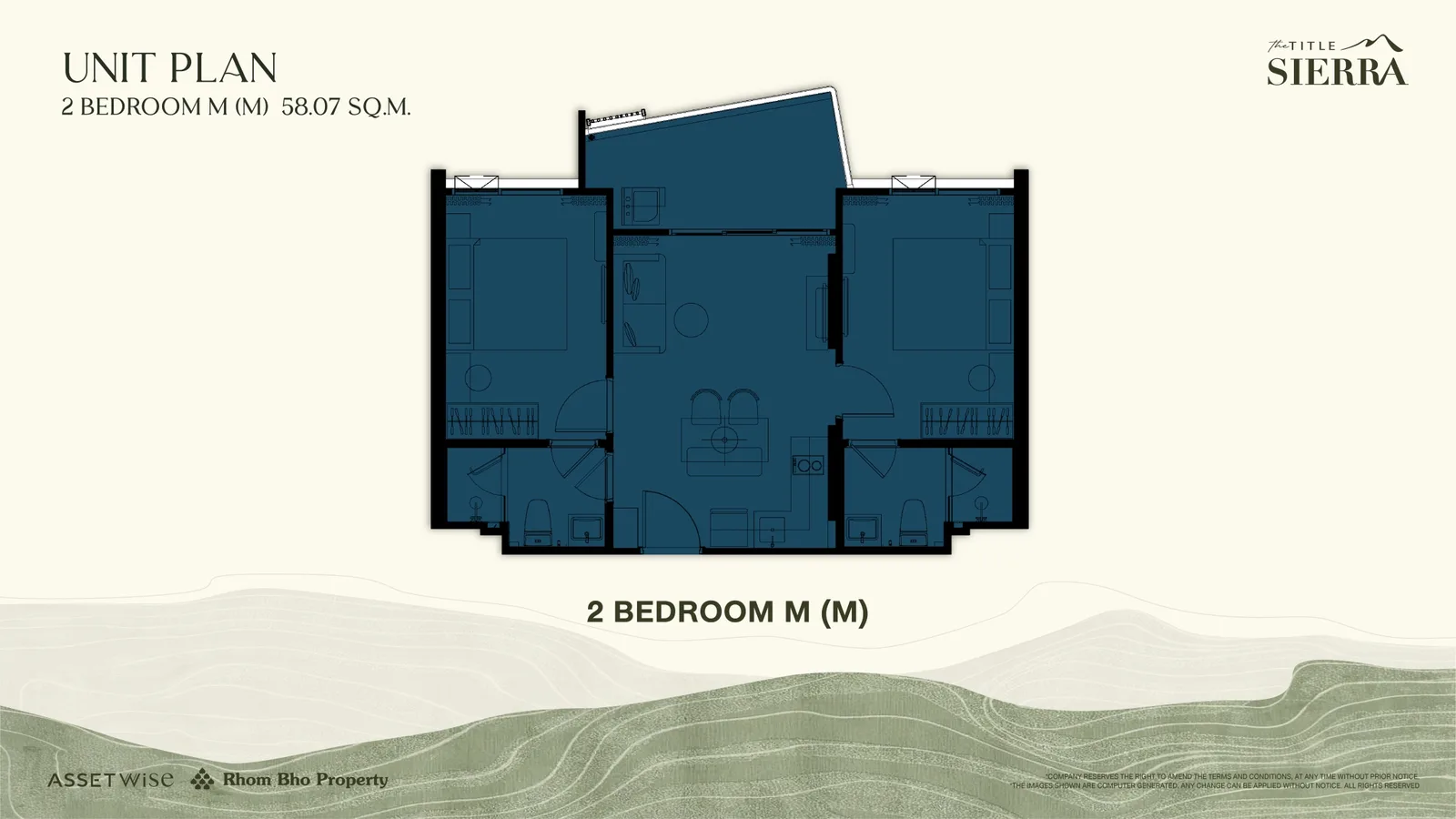 2-bedroom condo, 56 sqm