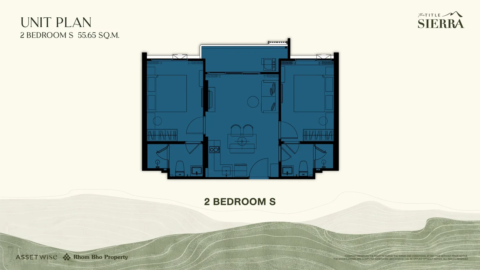 2-bedroom condo, 56 sqm