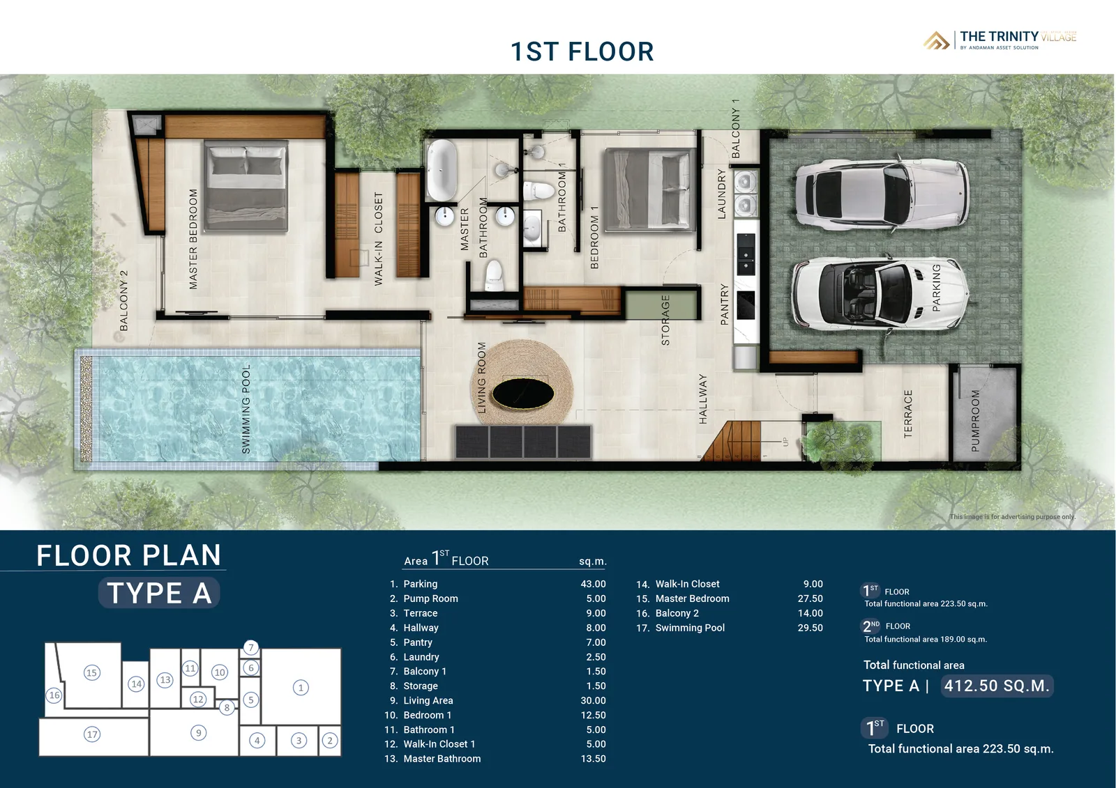 3-bedroom villa, 412 sqm