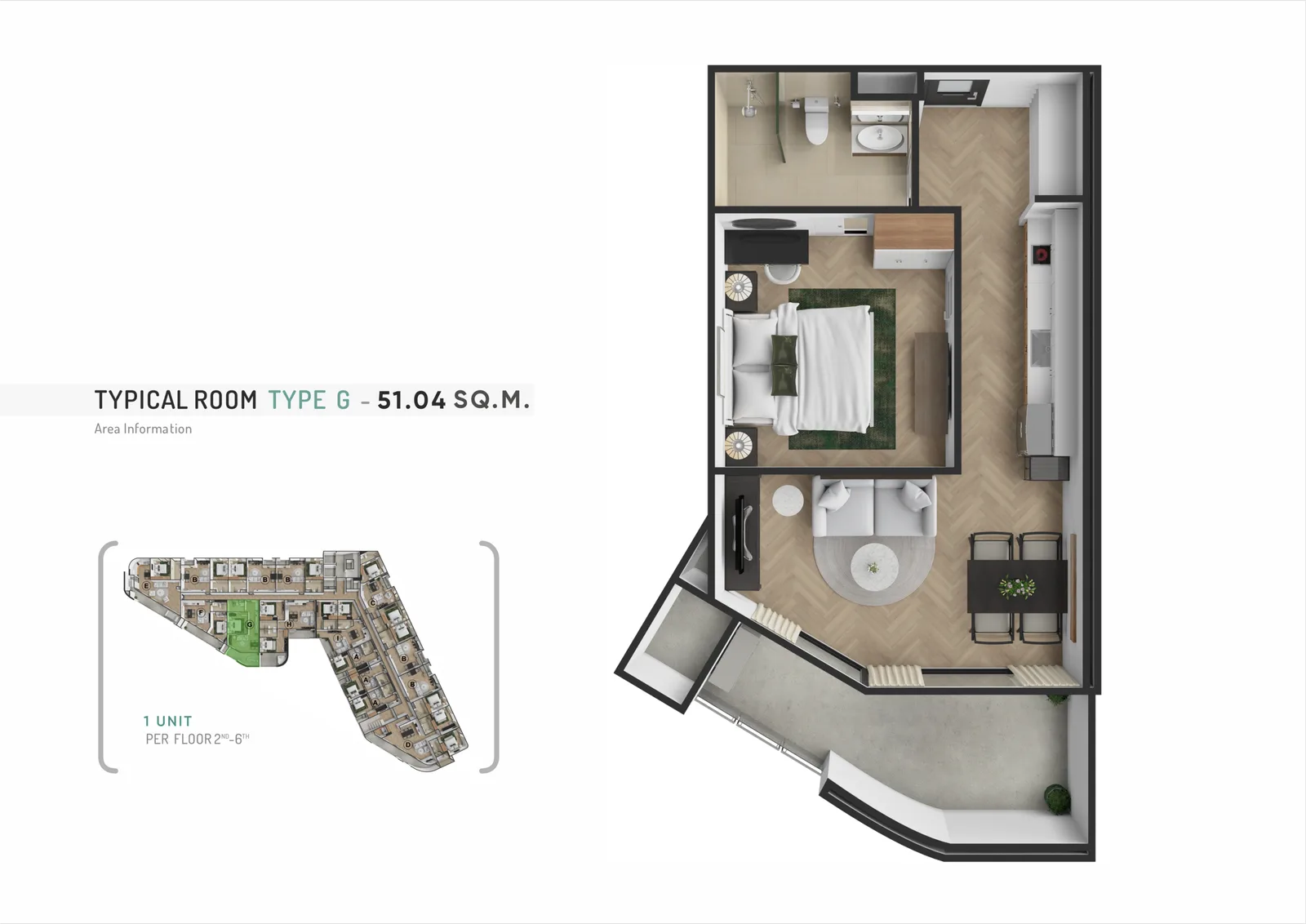 1-bedroom condo, 36 sqm