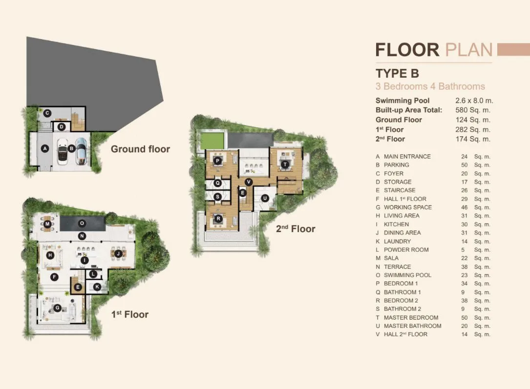 3-bedroom villa, 448 sqm