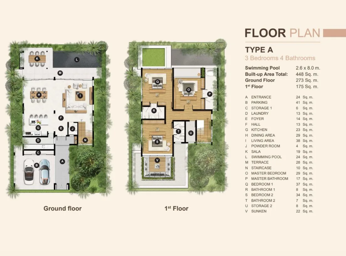3-bedroom villa, 448 sqm