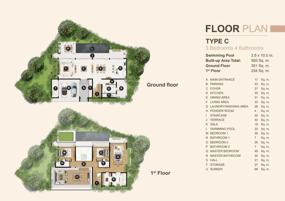 3-bedroom villa, 448 sqm