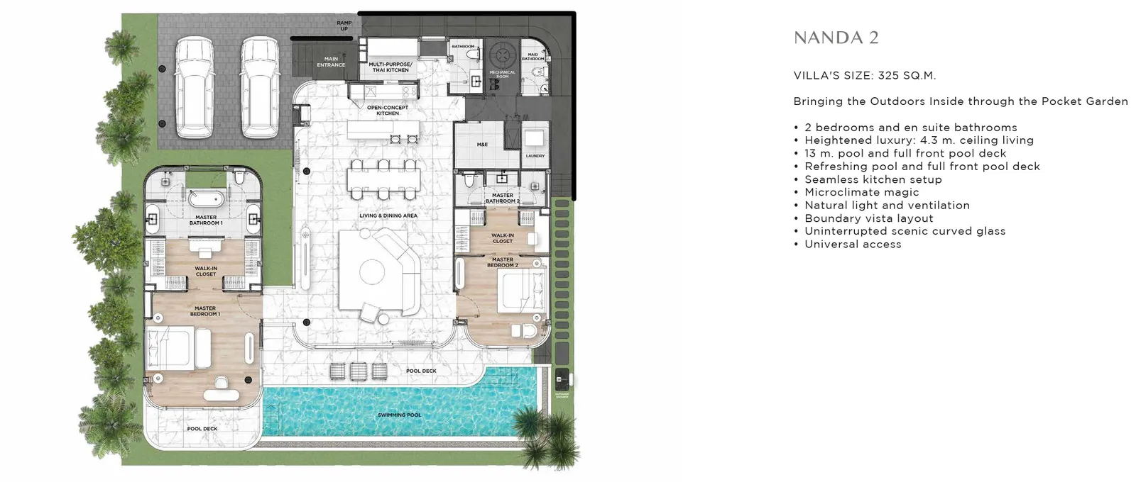 2-bedroom villa, 325 sqm
