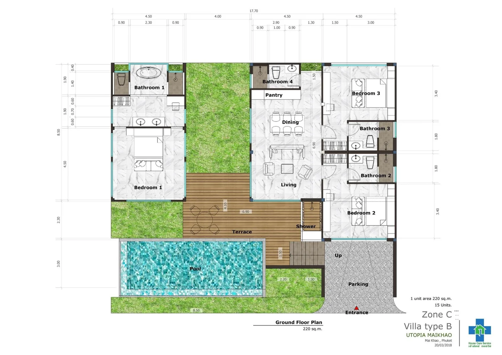 3-bedroom villa, 220 sqm