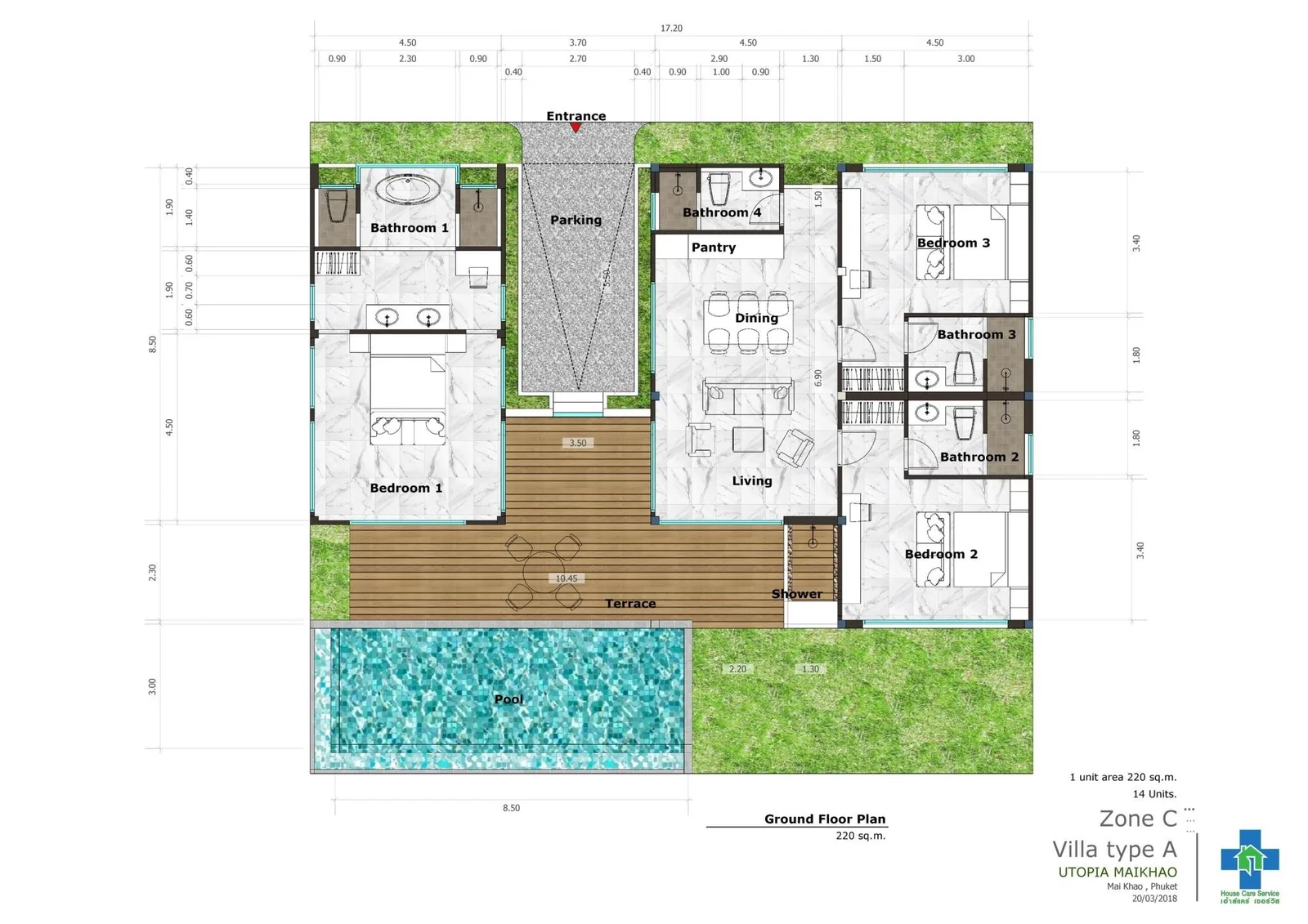 3-bedroom villa, 220 sqm