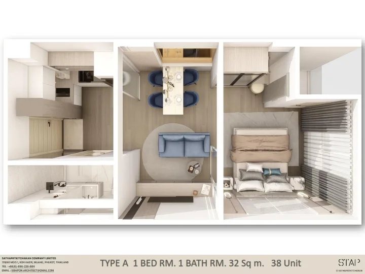 2-bedroom condo, 59 sqm