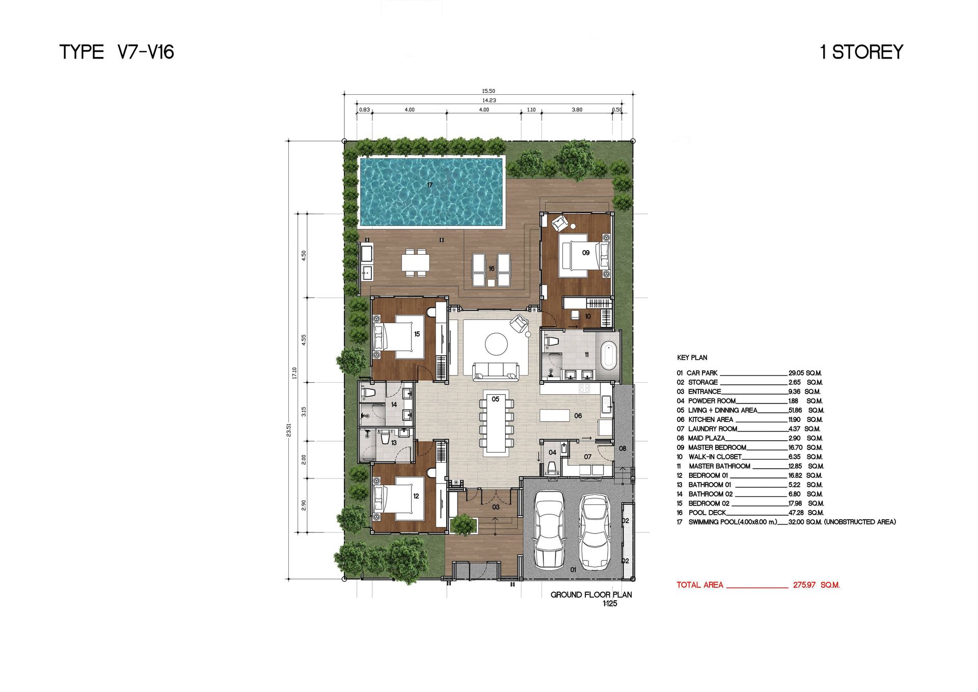 4-bedroom villa, 425 sqm