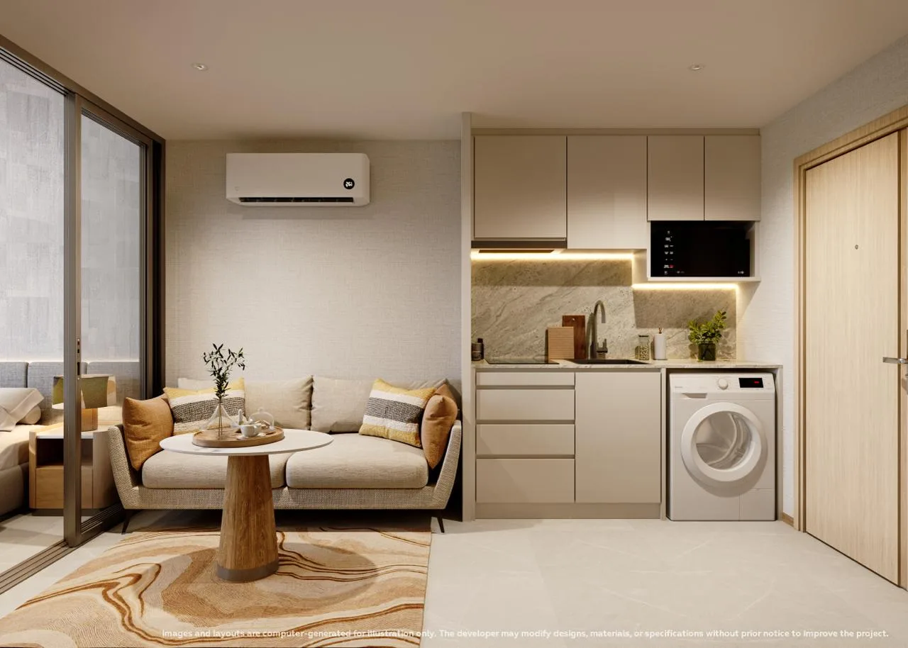 1-bedroom condo, 34 sqm