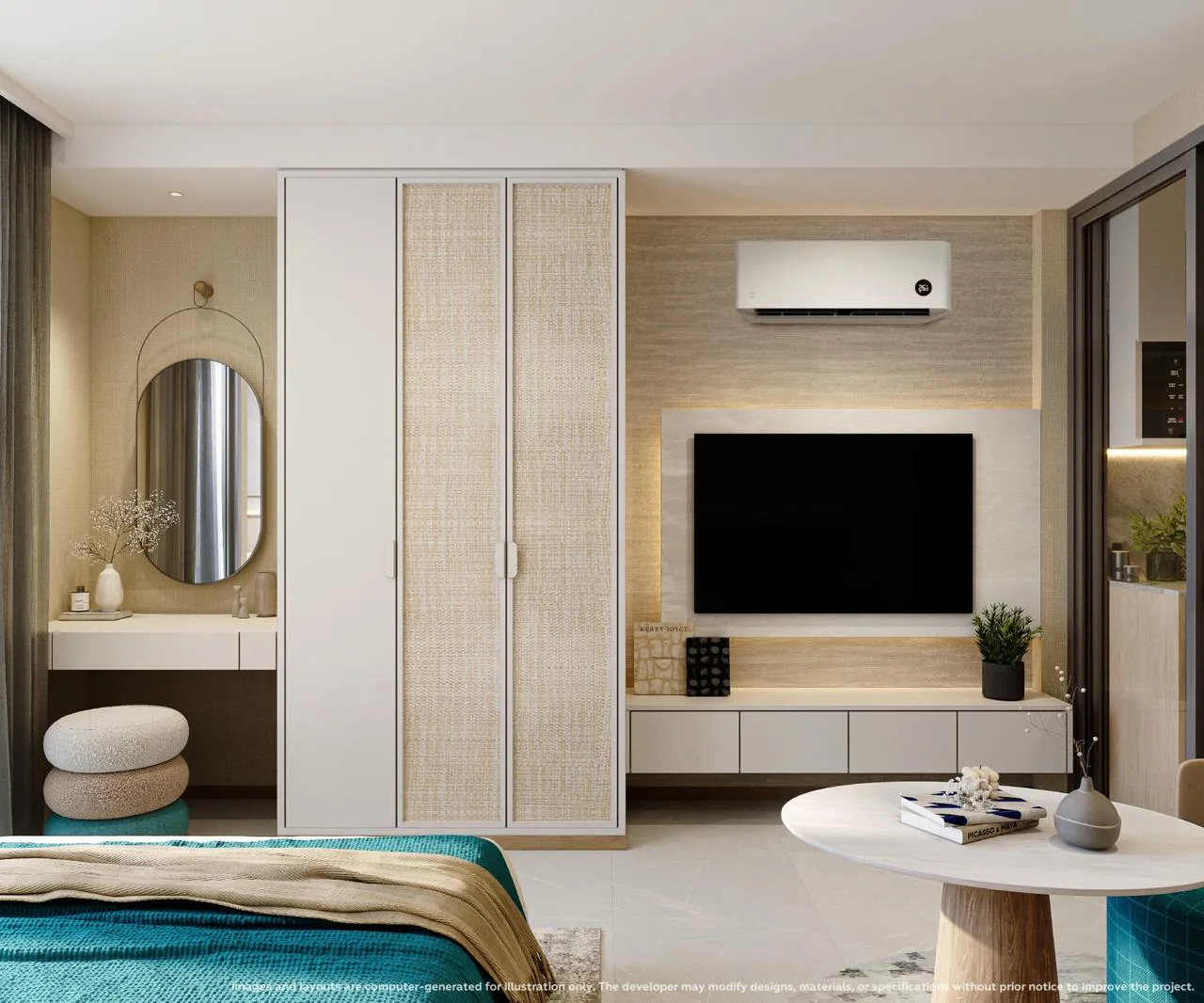 1-bedroom condo, 34 sqm