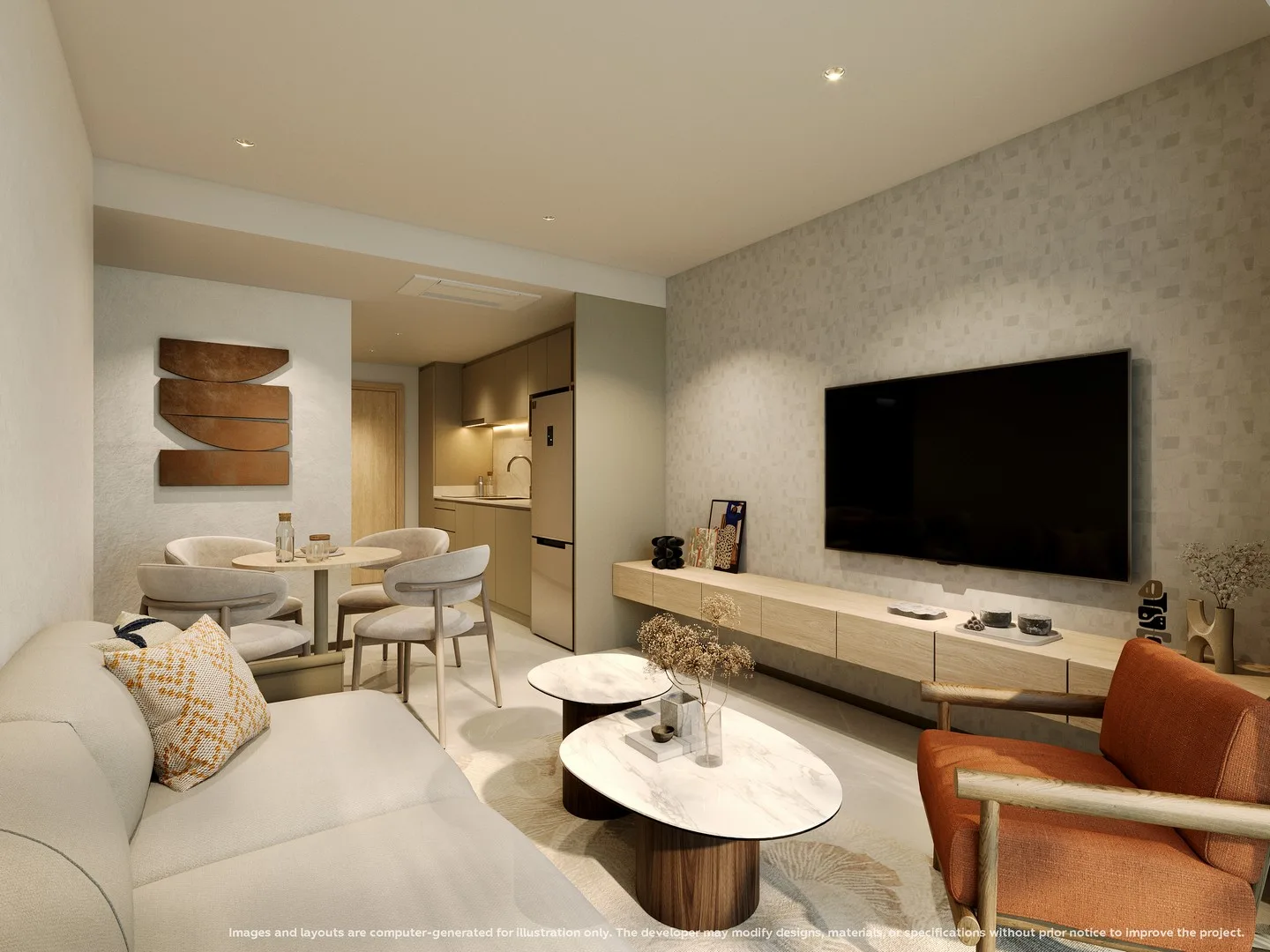 1-bedroom condo, 34 sqm