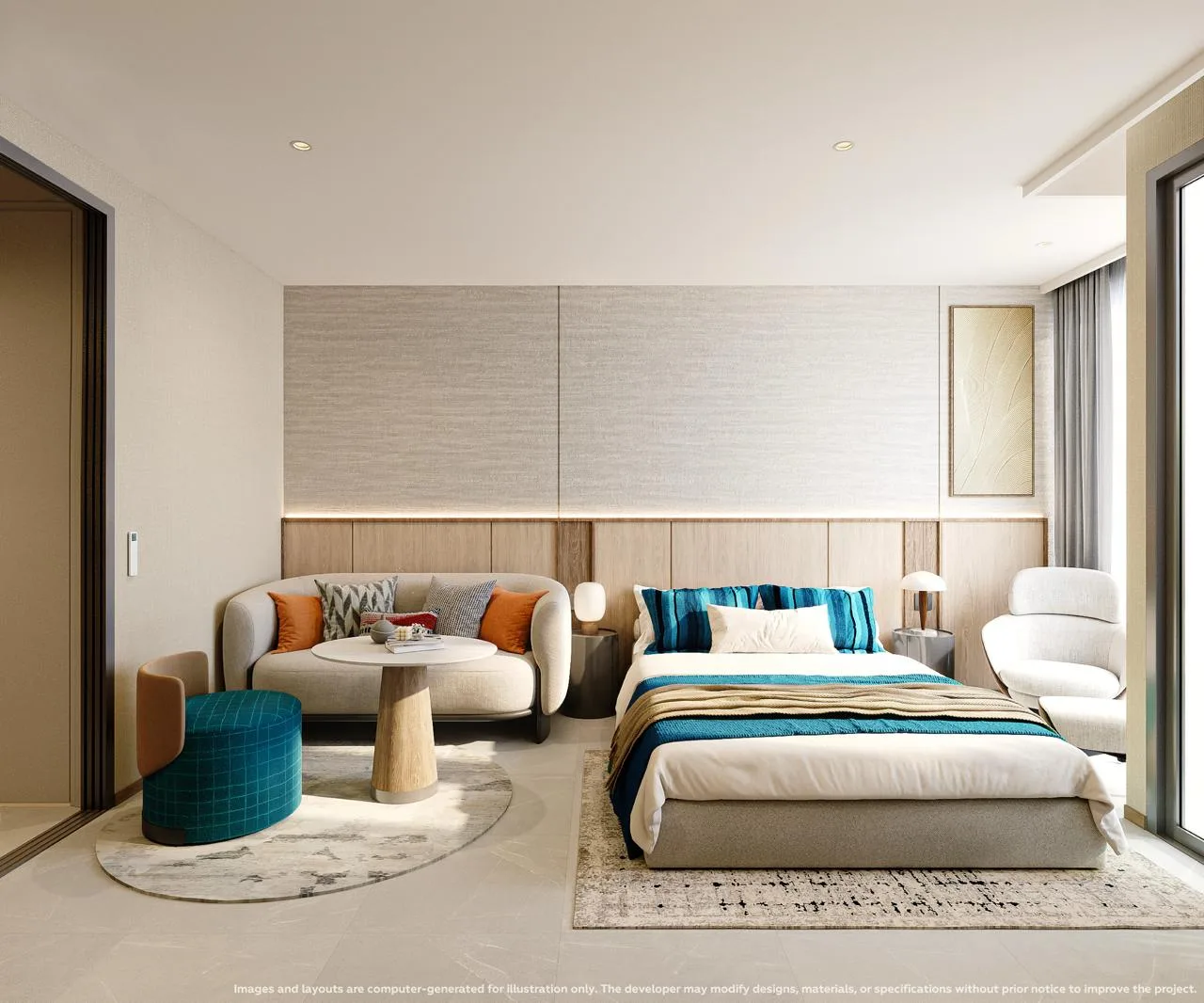 1-bedroom condo, 34 sqm