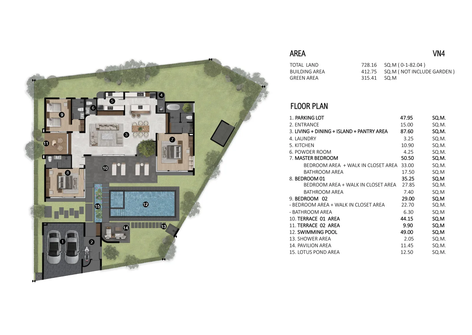 3-bedroom villa, 369 sqm