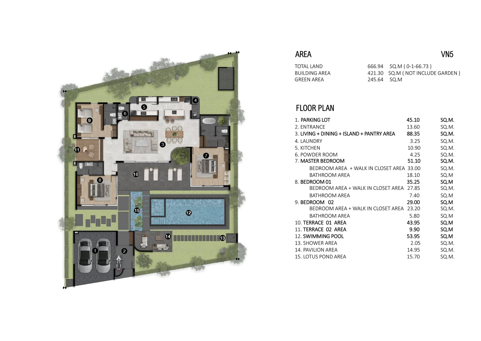 3-bedroom villa, 369 sqm