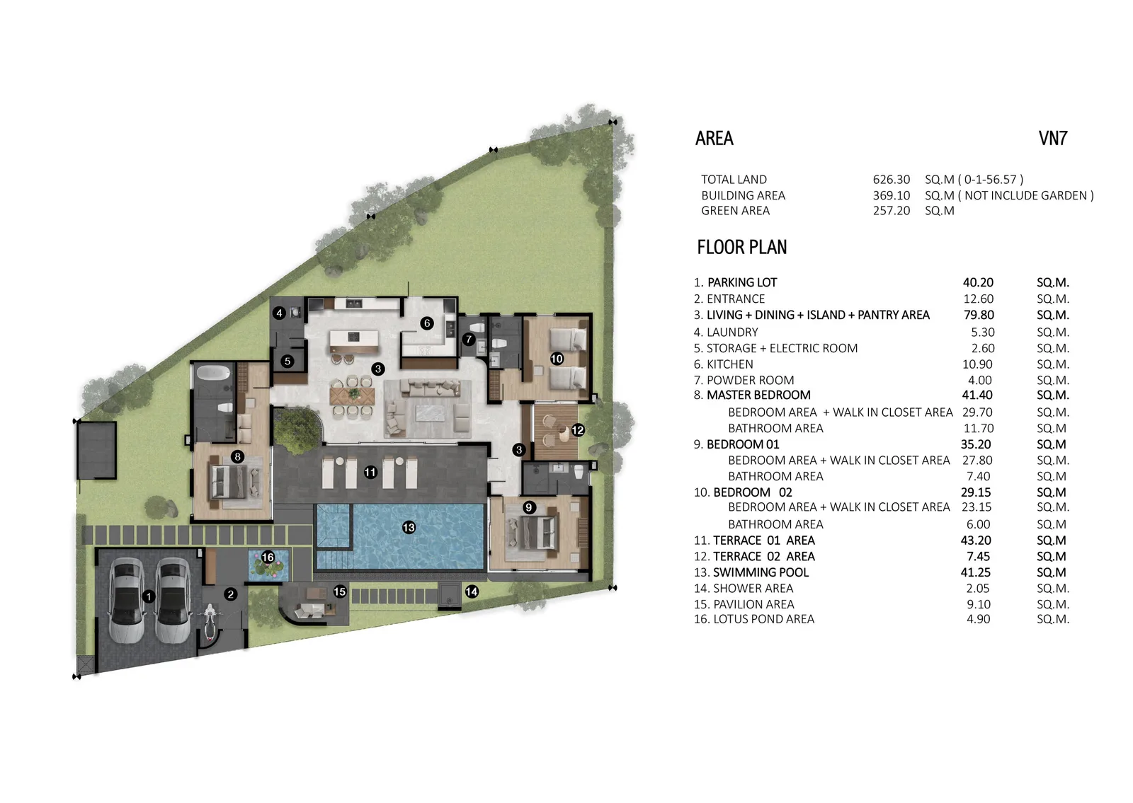 3-bedroom villa, 369 sqm