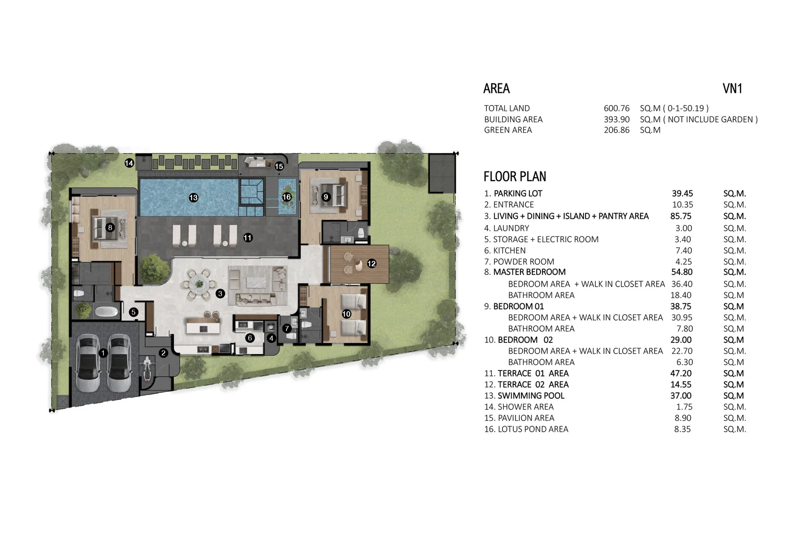 3-bedroom villa, 369 sqm