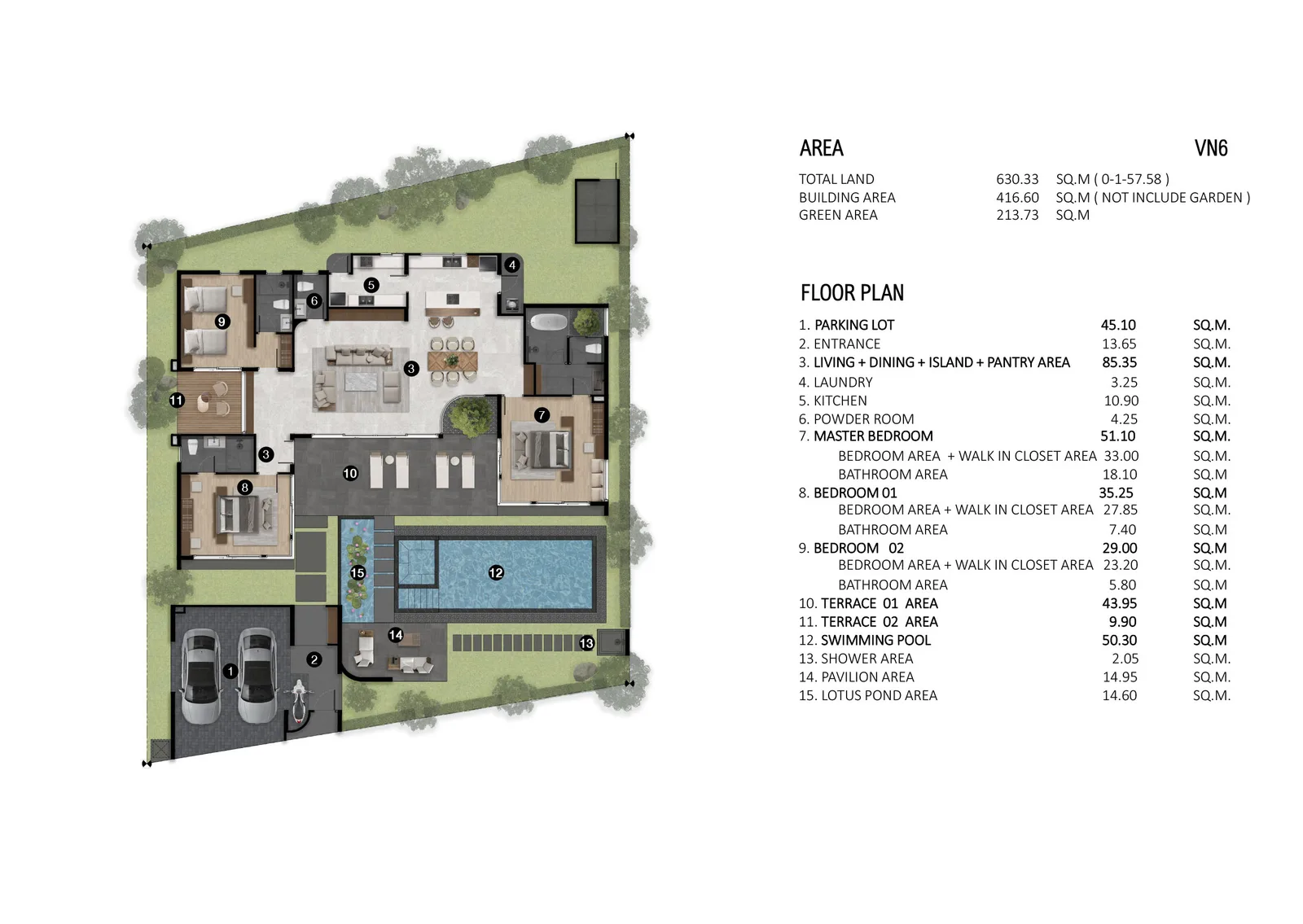 3-bedroom villa, 369 sqm