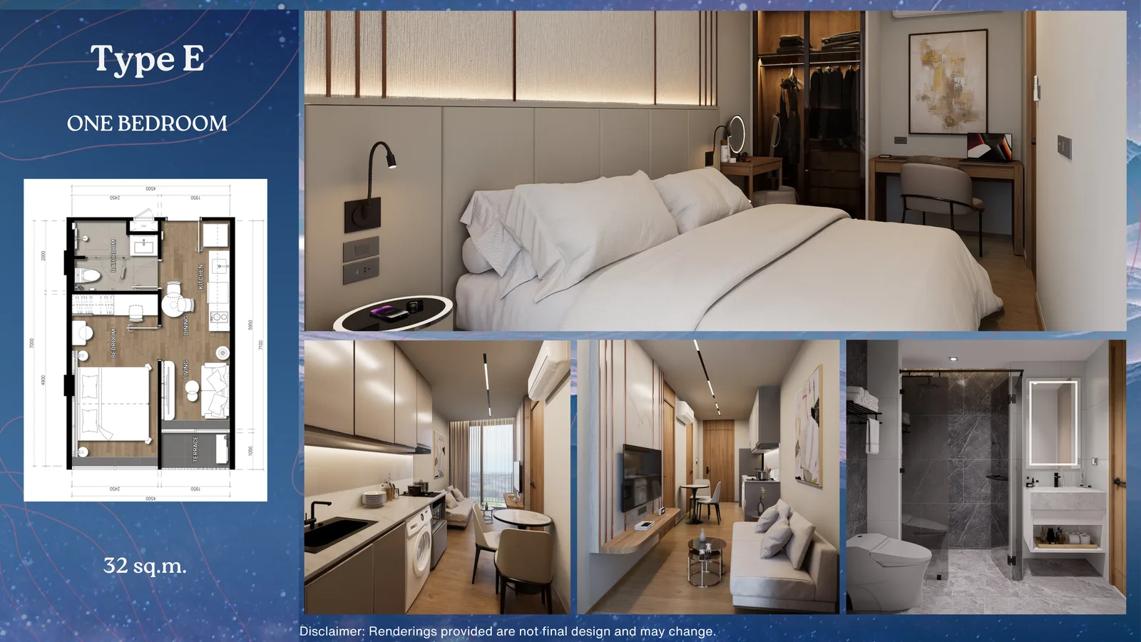 1-bedroom condo, 32 sqm