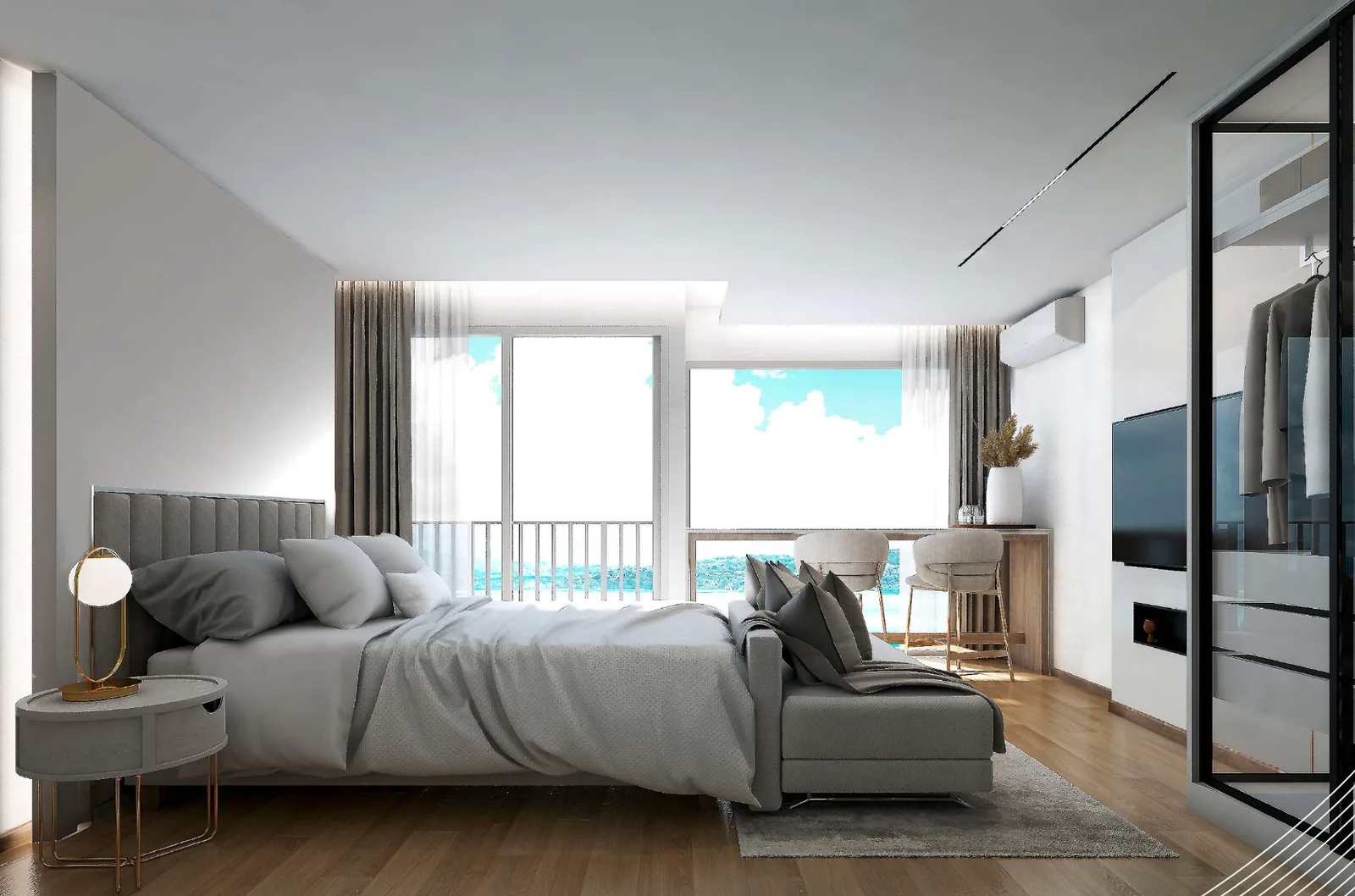 2-bedroom condo, 60 sqm