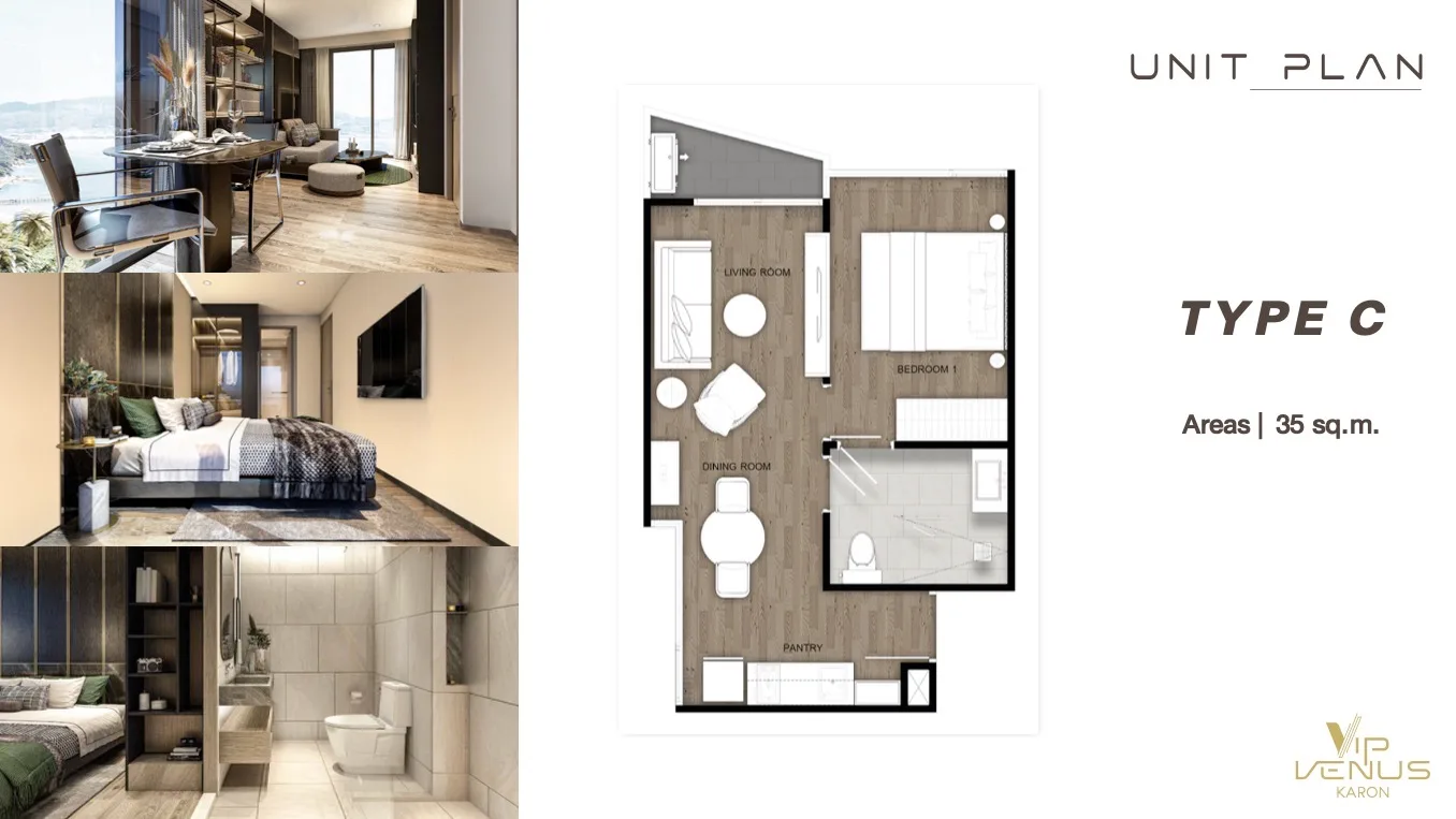1-bedroom condo, 30 sqm