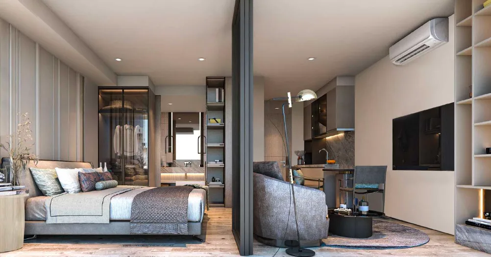 1-bedroom condo, 30 sqm