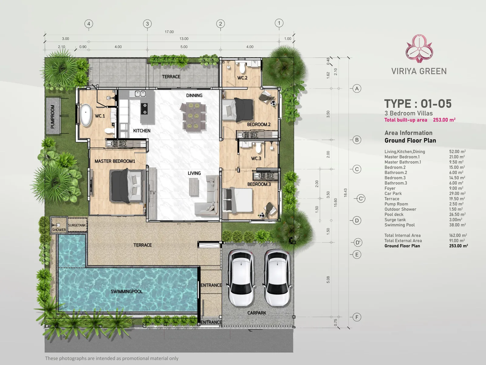 3-bedroom villa, 253 sqm