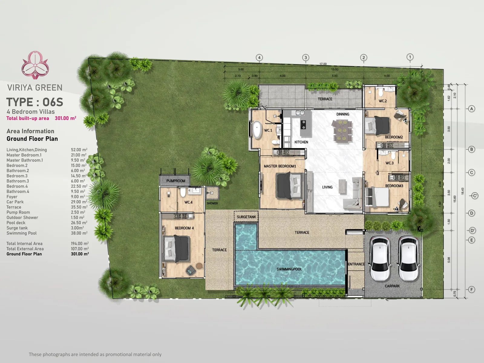 4-bedroom villa, 301 sqm