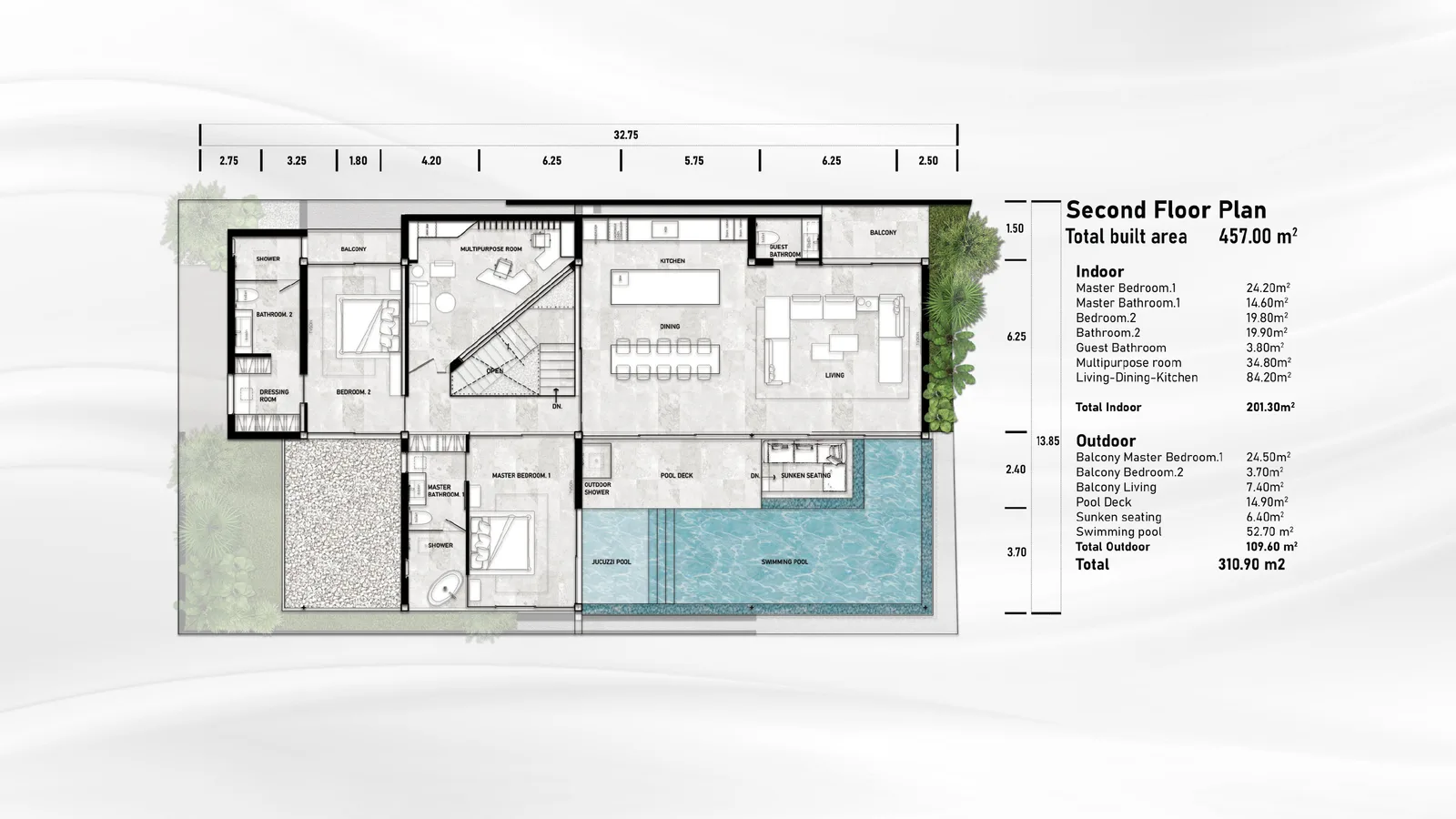 3-bedroom villa, 308 sqm