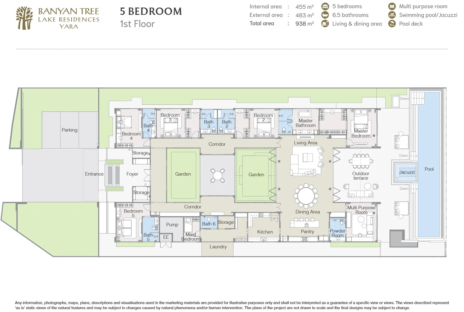5-bedroom villa, 938 sqm