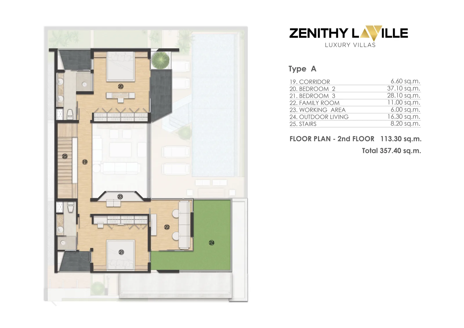 3-bedroom villa, 352 sqm