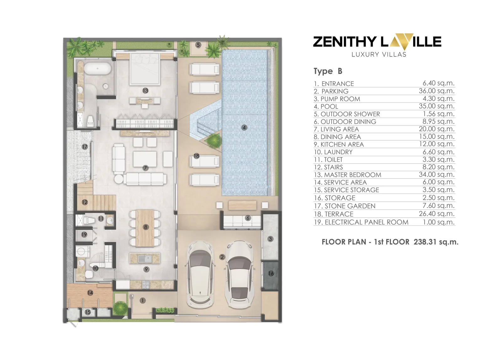 3-bedroom villa, 352 sqm