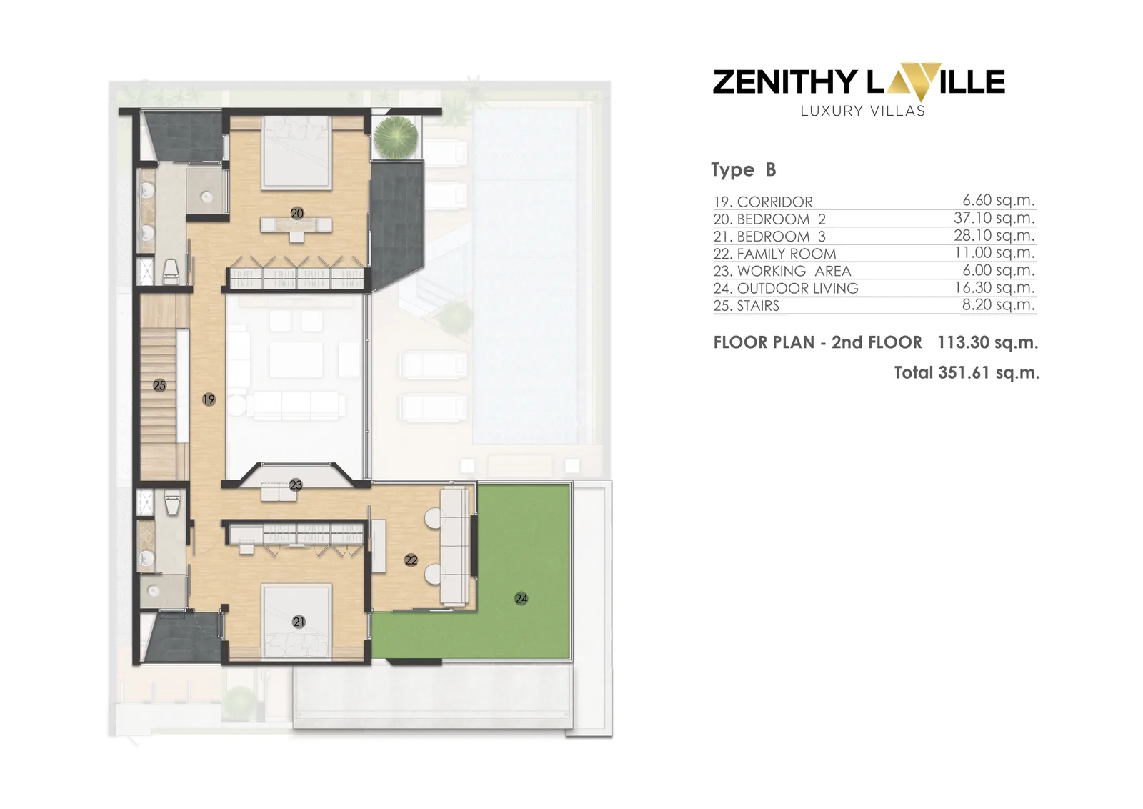 3-bedroom villa, 352 sqm